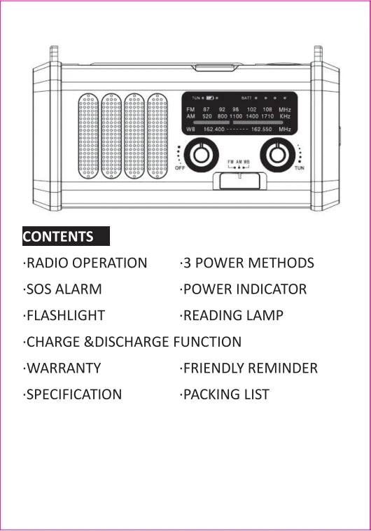 Radio multifunción de emergencia