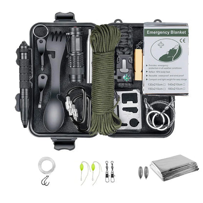 Kit de supervivencia de emergencia: equipo táctico, de acampada, de primeros auxilios y SOS