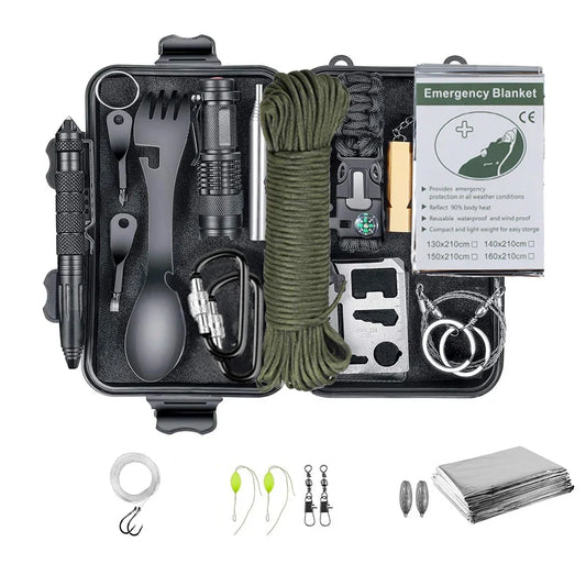 Kit de supervivencia de emergencia: equipo táctico, de acampada, de primeros auxilios y SOS