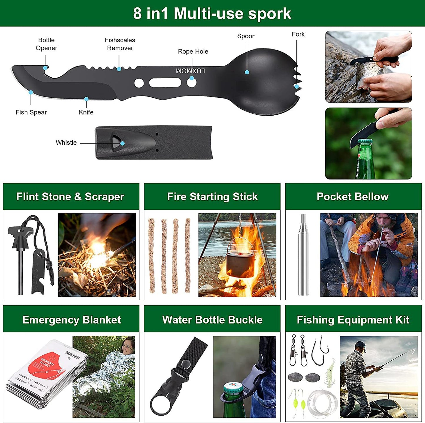 Kit de emergencia para exteriores, montañismo, primeros auxilios portátil