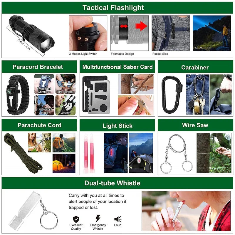Kit de emergencia para exteriores, montañismo, primeros auxilios portátil