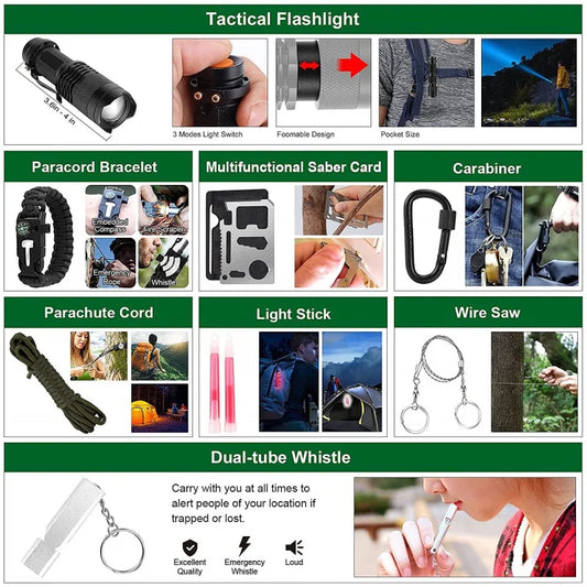Kit de emergencia para exteriores, montañismo, primeros auxilios portátil
